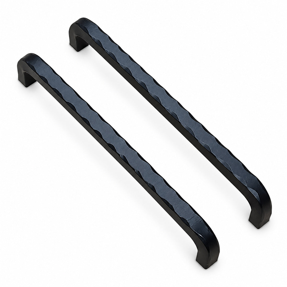 Slimline Barn Door Handle Pull with Hammered Edges - Black Powder Coat Finish - 2 Pack