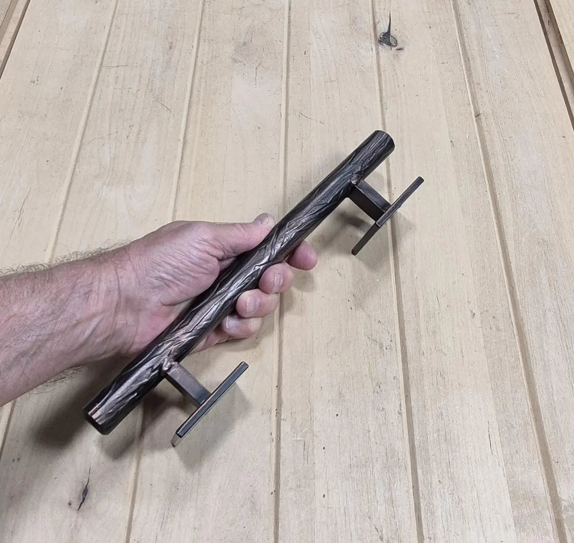 Tree Branch Door Pull #2 - - 12" handle, 2 mount plates - Multiple Finishes Available