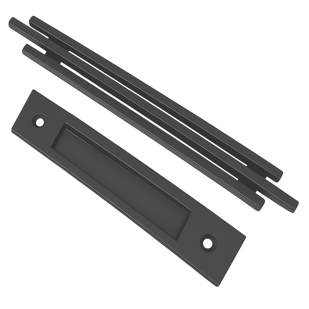 Modern Barn Door Handle – Contemporary 3-Bar Door Pull with Finger Pull Set