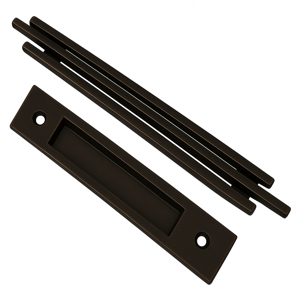 Modern Barn Door Handle – Contemporary 3-Bar Door Pull with Finger Pull Set