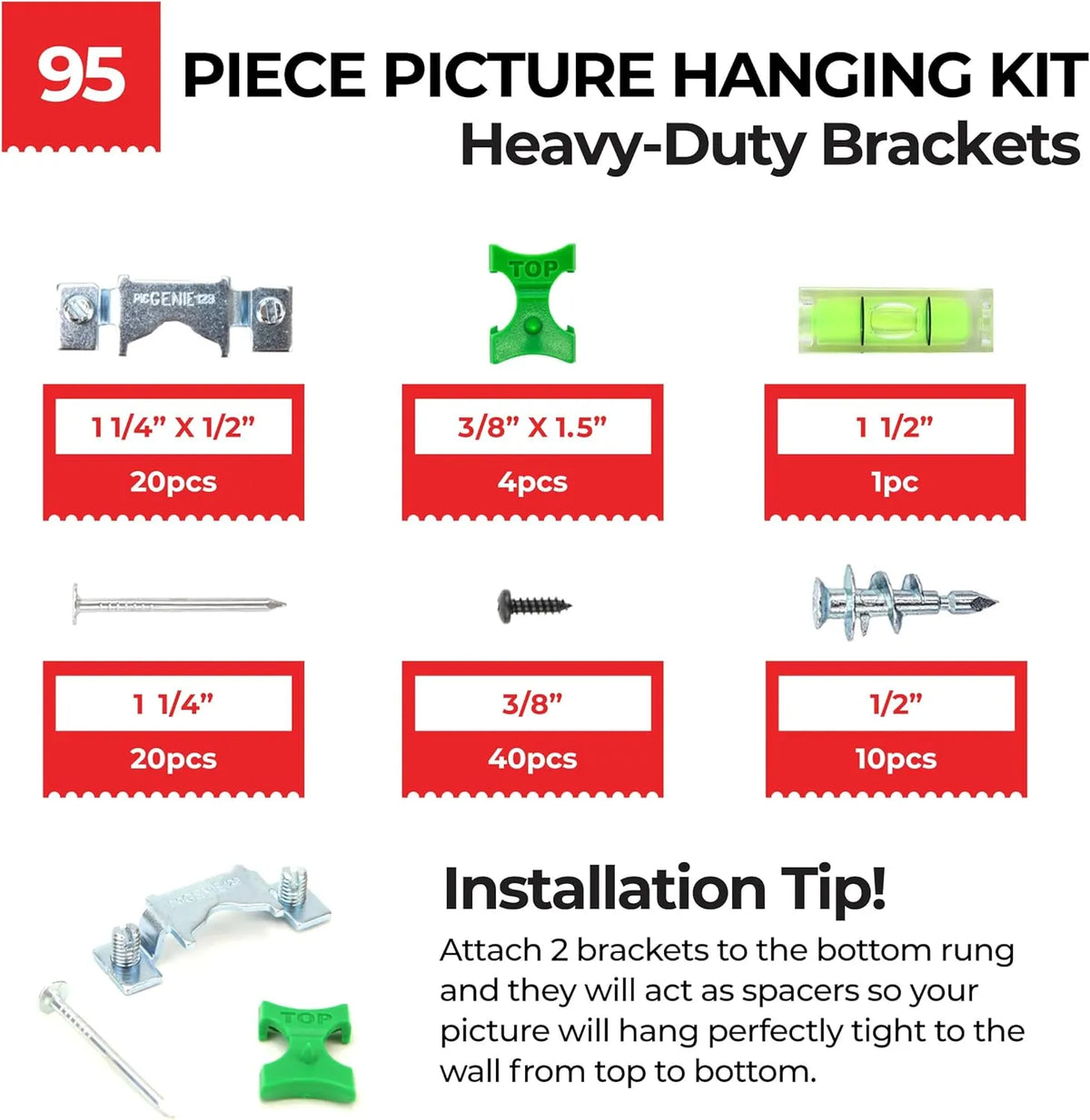 Picture Hanging Kit for Metal Picture Frames | Up to 60 lbs