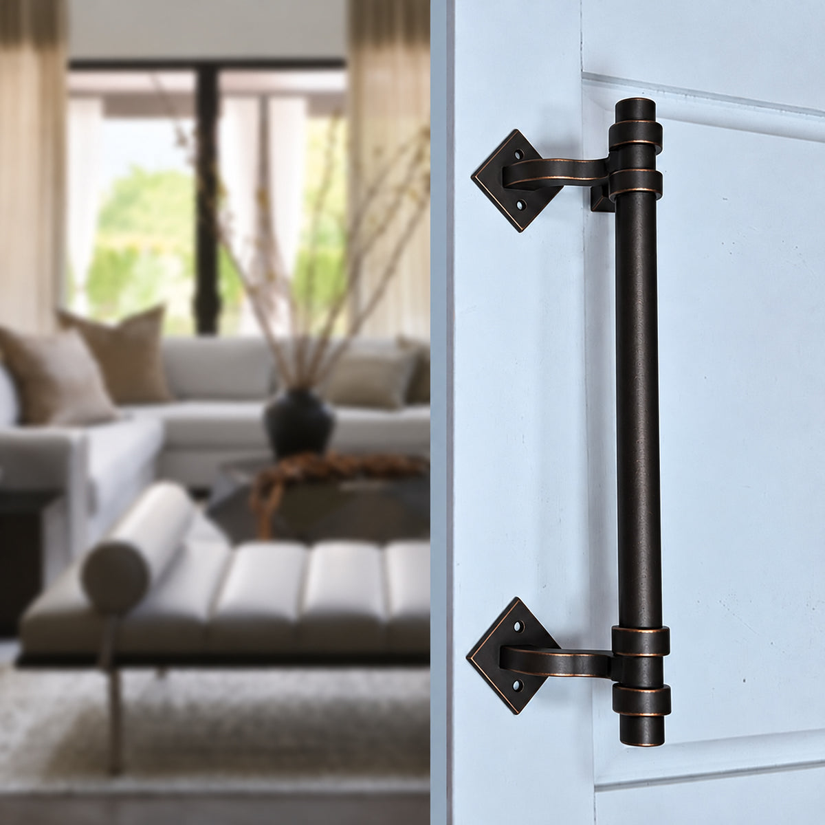 Modern Contemporary Art Deco Style #2 Offset Door Pull for Interior Doors - sold individually