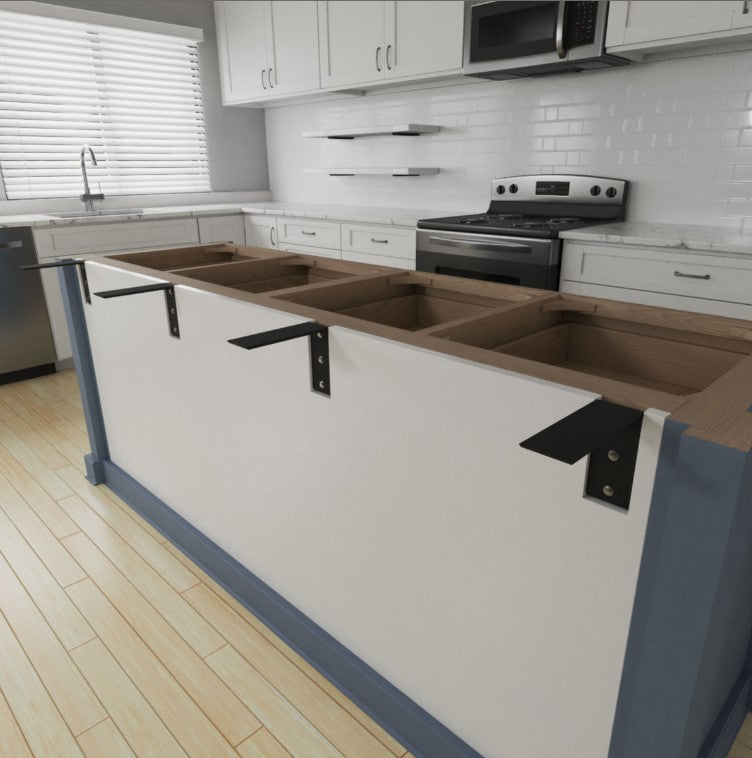 Countertop Support Heavy Duty Steel Bracket - 2-1/2" Inch Width - Multiple Sizes Available - Black Powder Coat Finish - Sold Individually