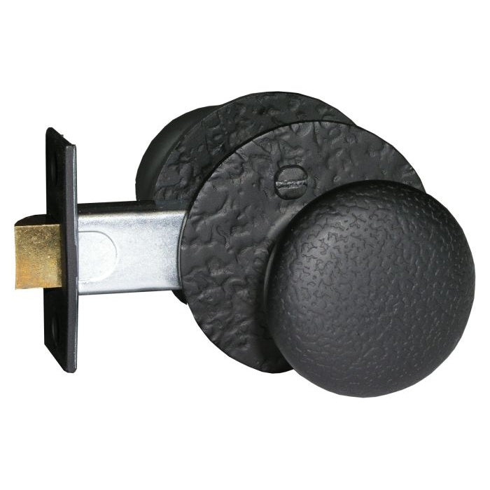 Double Knob Passage Set - 2-3/8" Inch Backset - Round Rose - Matte Black Finish - Sold as Set