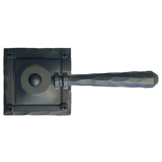 Iron Art Double Lever Passage Set - 2-3/8" Inch Backset - Square Backplate - Matte Black Finish - Sold as Set