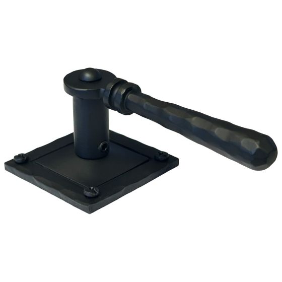 Iron Art Double Lever Passage Set - 2-3/8" Inch Backset - Square Backplate - Matte Black Finish - Sold as Set