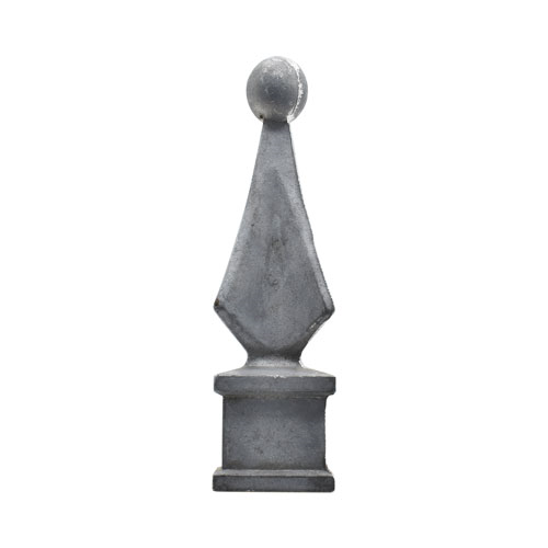 Finials / Fence Top Posts - Cast Aluminum - Quad Spear Shape with Ball - 1" Inch Square Base Fits Over 5/8" Inch - Multiple Sizes and Finishes Available - Sold Individually