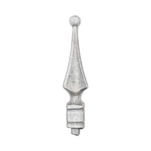 Finials / Fence Top Posts - Hot Stamped Steel - Spear Shape - Quad with Ball Design - Drives in 7/16&quot; Inch Square Base - 5-7/16&quot; Inch Height - Multiple Finishes Available - Sold Individually