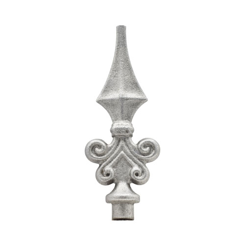 Finials / Fence Top Posts - Hot Stamped Steel - Spear with Point Design - 9/16" Inch Solid Round Base - 5-29/32" Inch Height - Multiple Finishes Available - Sold Individually