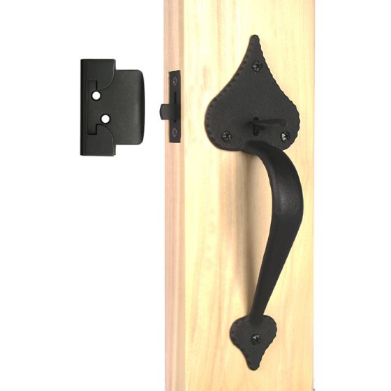 Heart Double Handle Drop Latch Set for Predrilled Door - Matte Black Finish - Sold as Set
