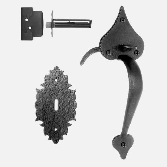 Heart Single Handle Drop Latch Set for Predrilled Door - Matte Black Finish - Sold as Set