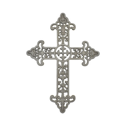 Medieval Cross - Cast Iron - 13&quot; Inch W x 17-3/4&quot; Inch H - Multiple Finishes Available - Sold Individually