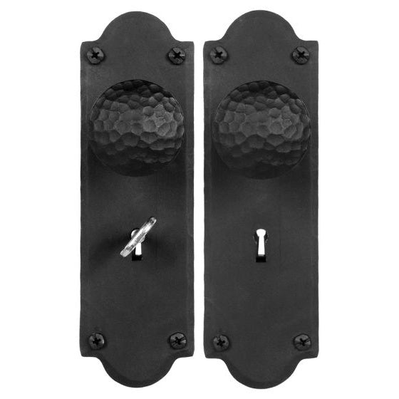Mortise Skeleton Key Lock Entrance Set - Double Knob - Iron - Matte Black Finish - Multiple Options Available - Sold as Set