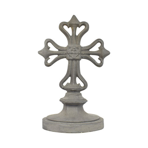 Roman Cross with Base - Cast Iron - 8-1/2&quot; Inch W x 13&quot; Inch H x 6-15/16&quot; Inch Base Diameter - Multiple Finishes Available - Sold Individually