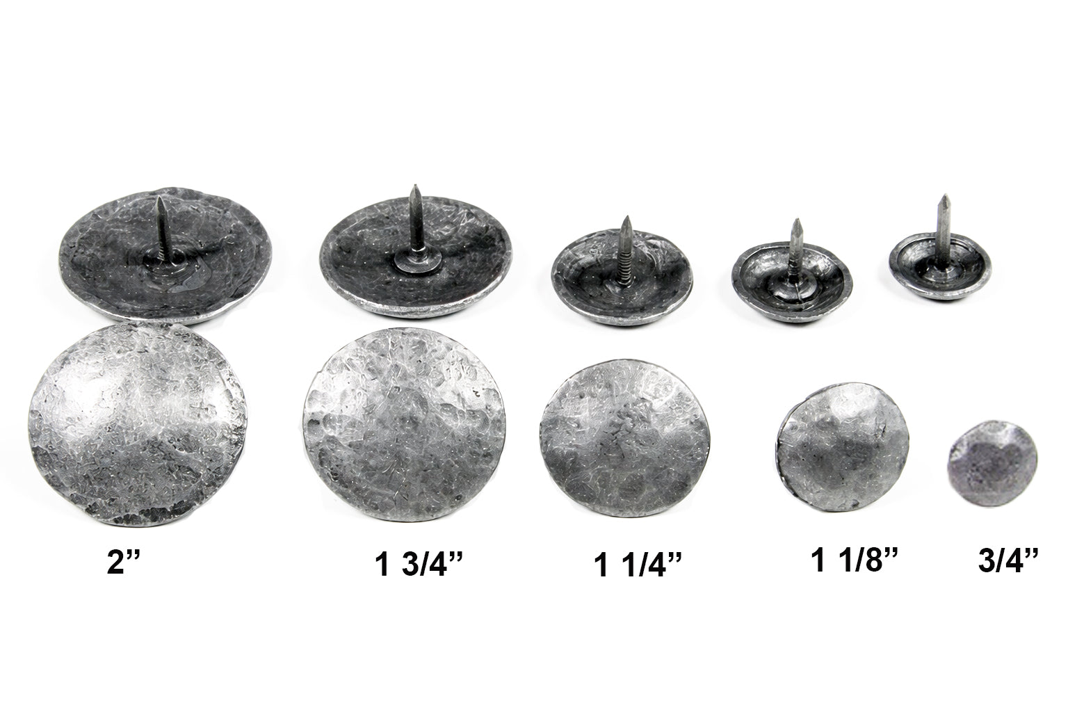 Decorative Nails, Round Hammered Effect, Pewter finish