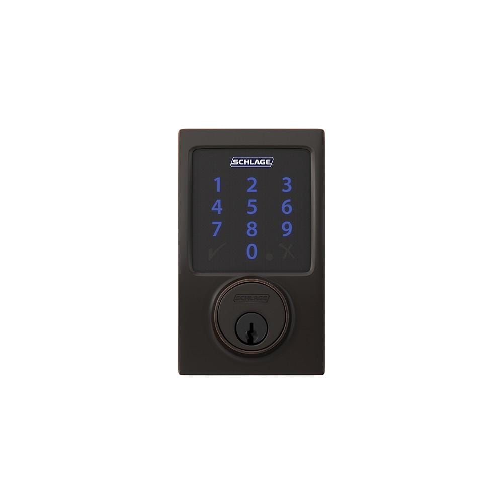 Schlage Residential Electronic Touchscreen Smart Deadbolt Lockset With Z-Wave - Century Style - Aged Bronze Finish - Sold Individually