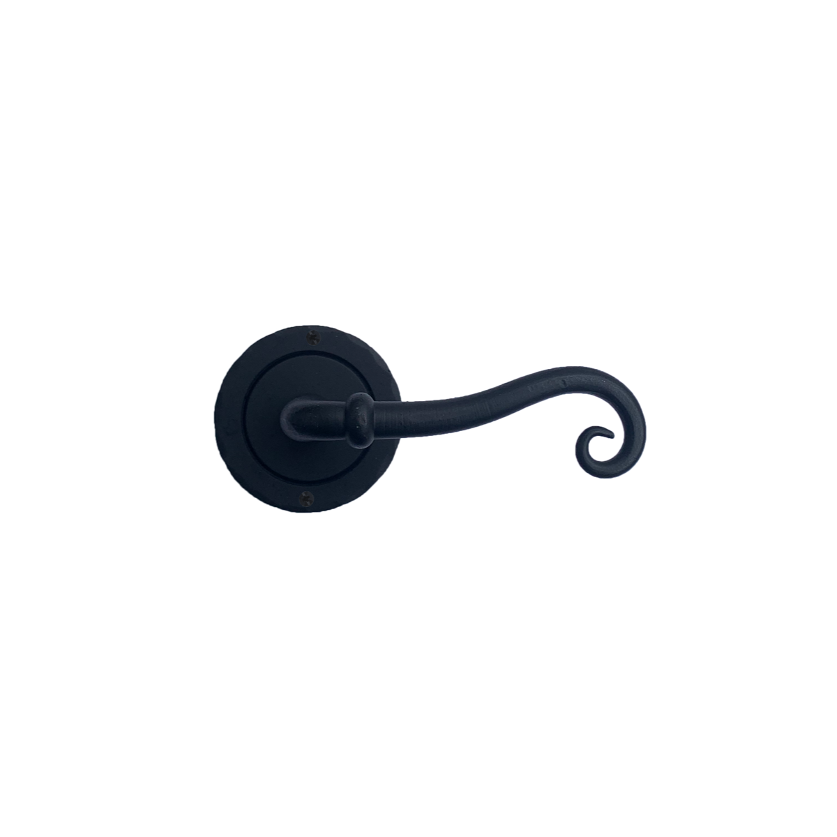 Scroll Dummy Lever - Round Rose - Iron - Matte Black Finish - Sold Individually