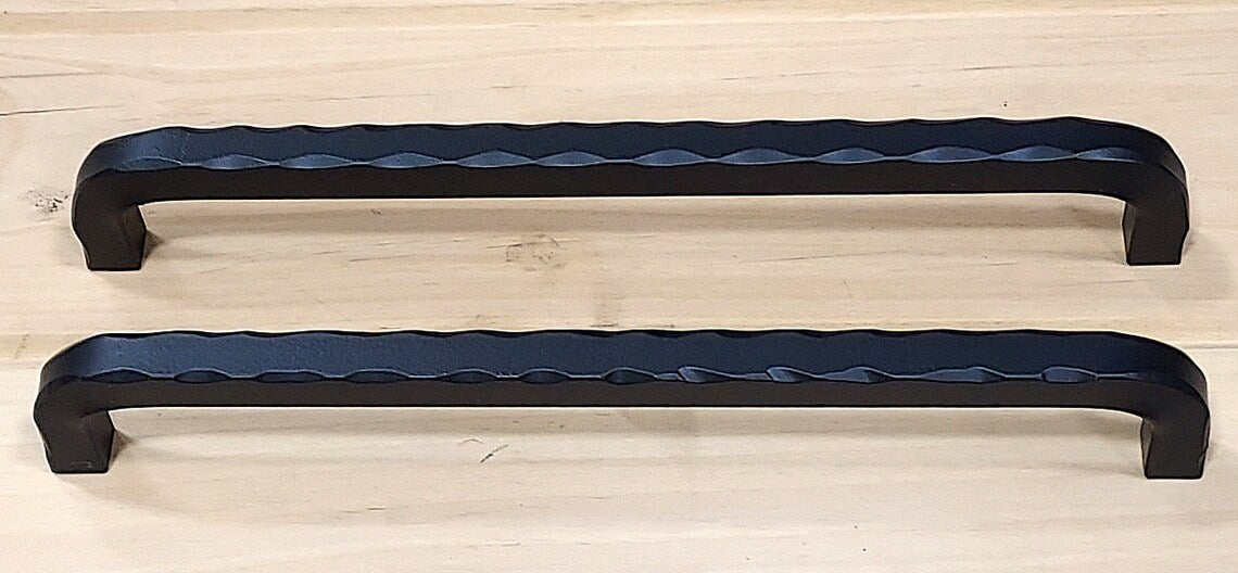 Slimline Barn Door Handle Pull with Hammered Edges - Black Powder Coat Finish - 2 Pack