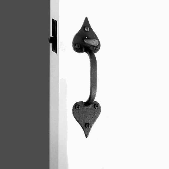 Small Cast Heart Double Handle Drop Latch Set - Matte Black Finish - Sold as Set