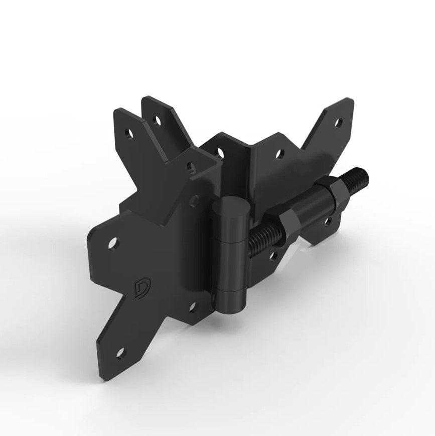 Stainless Steel Pivot Hinges for Gates - For Wood or Vinyl Gates - Standard to Standard Side Legs - Minimum Post Size 3" Inch - Ideal Gate Gap 1/2" Inch - Marine Grade Black Powder Coat Finish - Sold in Pairs