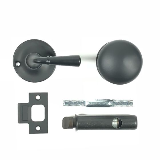 Storm / Screen Door Tubular Latch Set - Brass Construction - Matte Black Finish - Sold as Set
