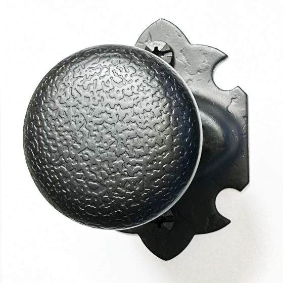 Textured Dummy Knob - Protruding Warwick Rose - Iron - Matte Black Finish - Sold Individually
