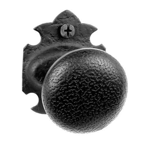 Textured Dummy Knob - Protruding Warwick Rose - Iron - Matte Black Finish - Sold Individually