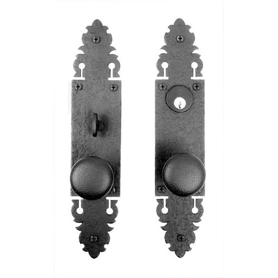 Warwick Mortise Lock Entrance Set - Double Knob with Double Escutcheon - Iron - Matte Black Finish - Multiple Options Available - Sold as Set
