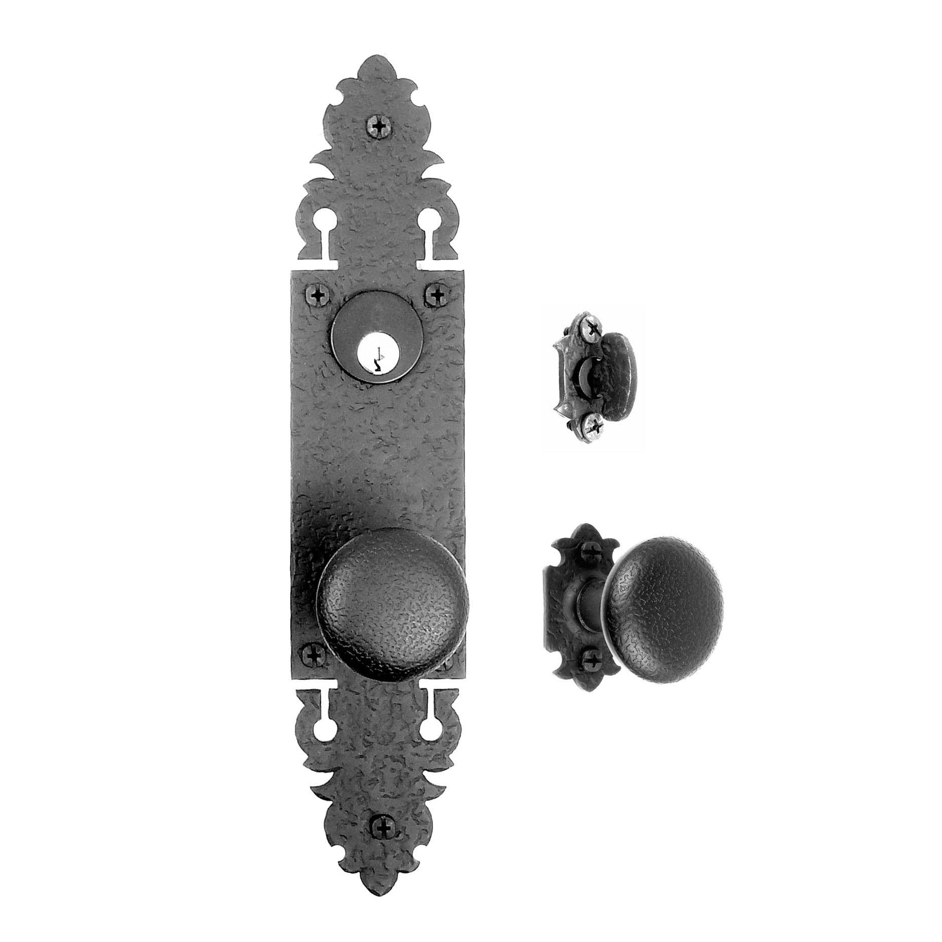 Warwick Mortise Lock Entrance Set - Double Knob with Single Escutcheon - Iron - Matte Black Finish - Multiple Options Available - Sold as Set