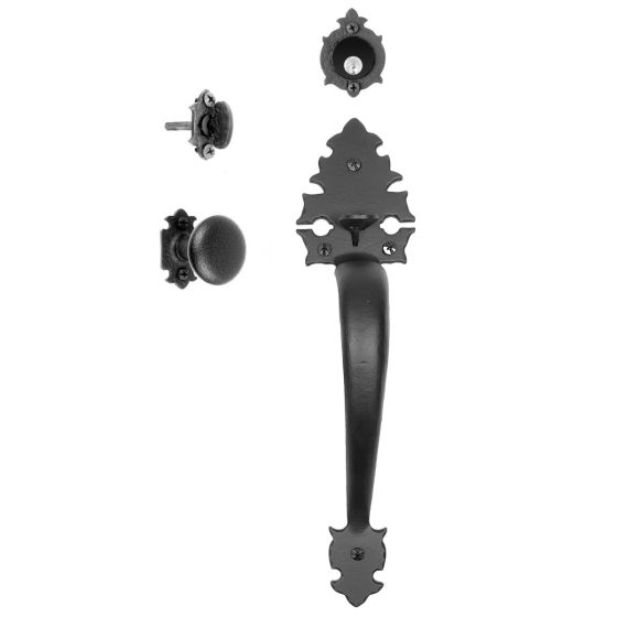 Warwick Mortise Lock Entrance Set - Large Handle and Knob Style 2 - Iron - Matte Black Finish - Multiple Options Available - Sold as Set