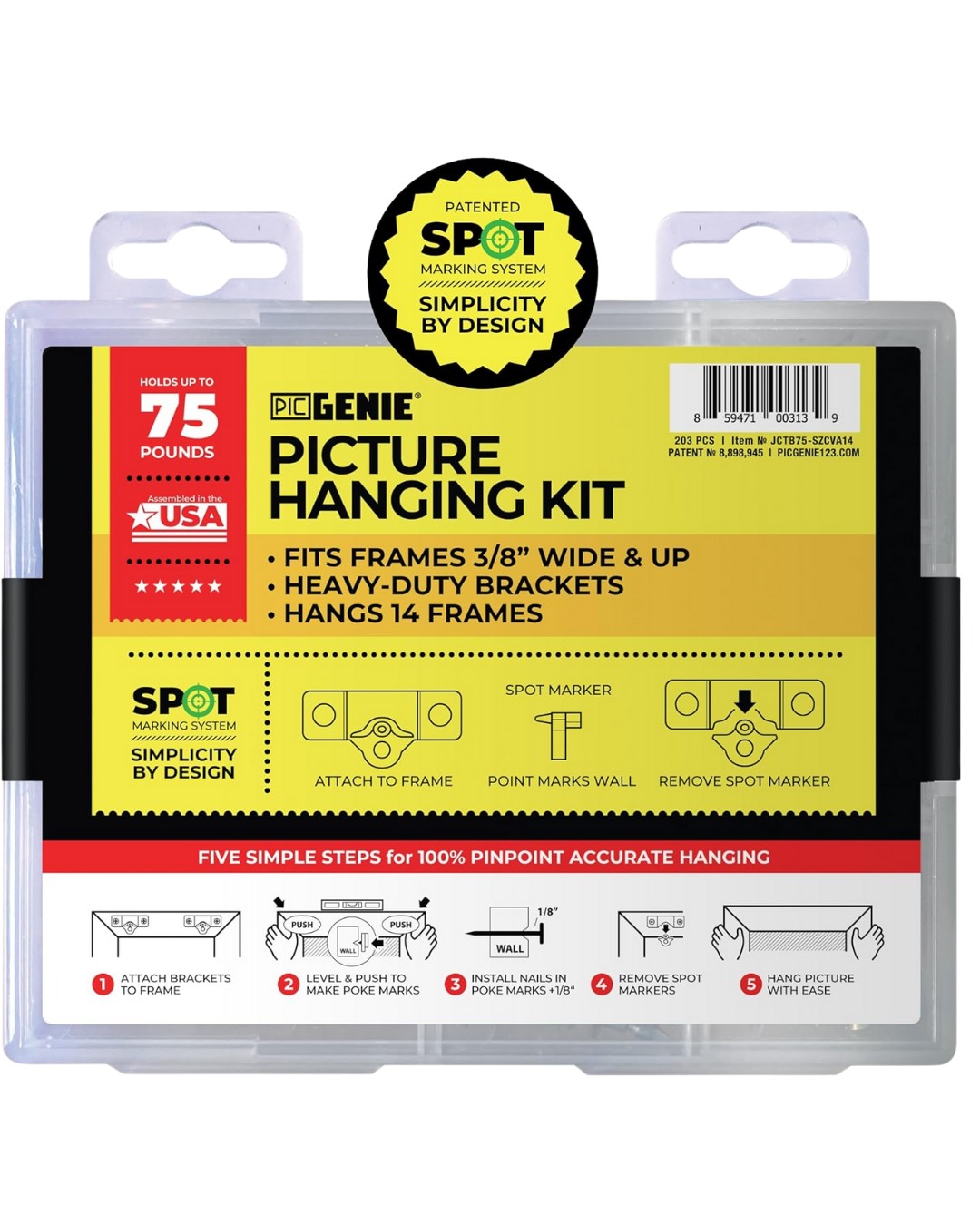 Zinc Picture Hanging Kit | Up to 60 lbs