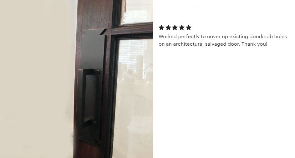Contemporary Barn Door Handle easily covers up existing lockset holes in any door - Wild West Hardware