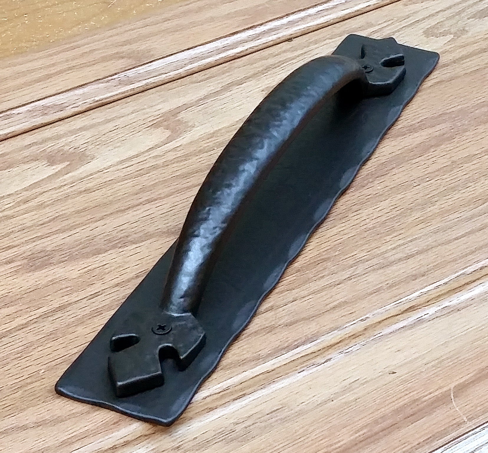 Barn Door Handle Pull #2 with Hammered Back Plate - Wild West Hardware
