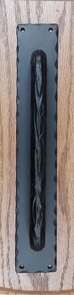 Barn Door Handle Pull #3 with Hammered Back Plate - Wild West Hardware