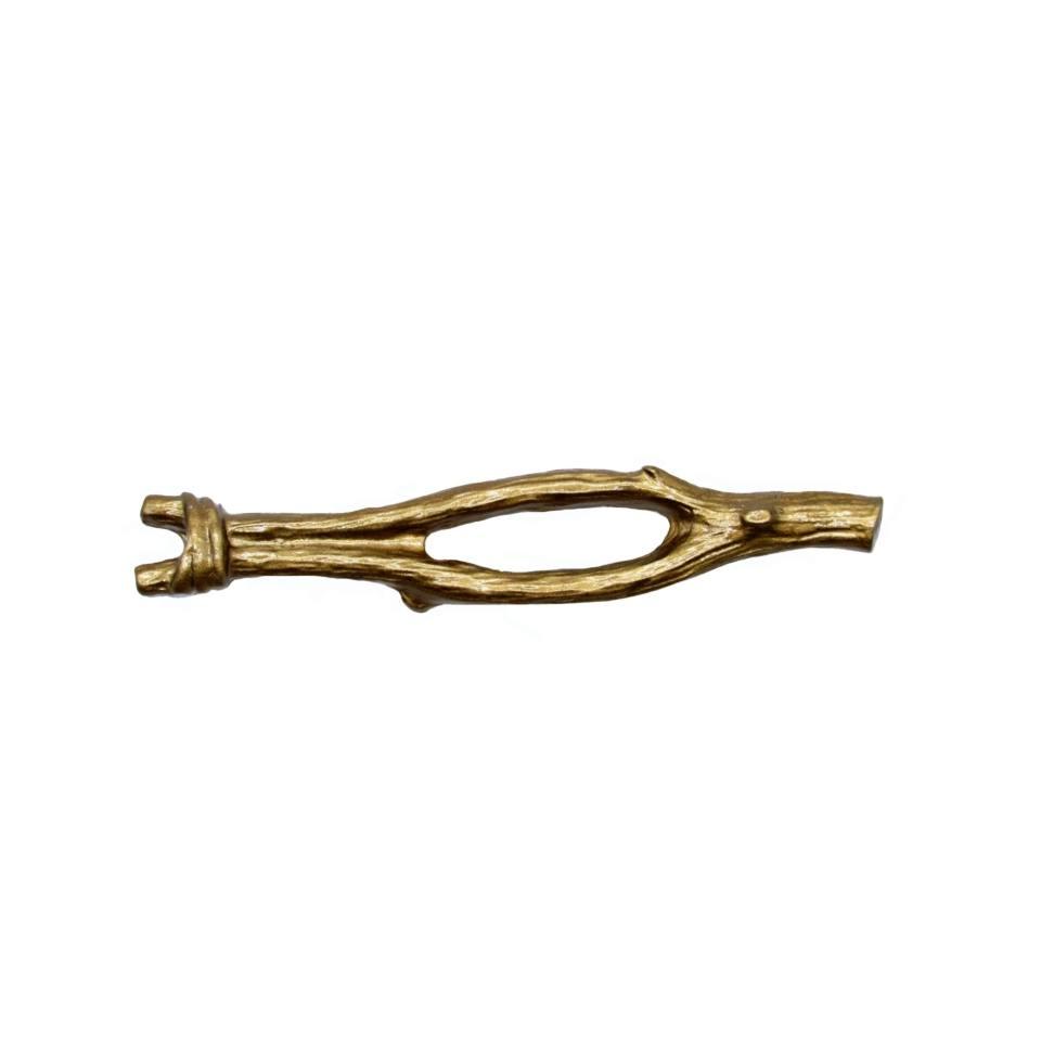 Rustic large twigs cabinet pulls in Gold