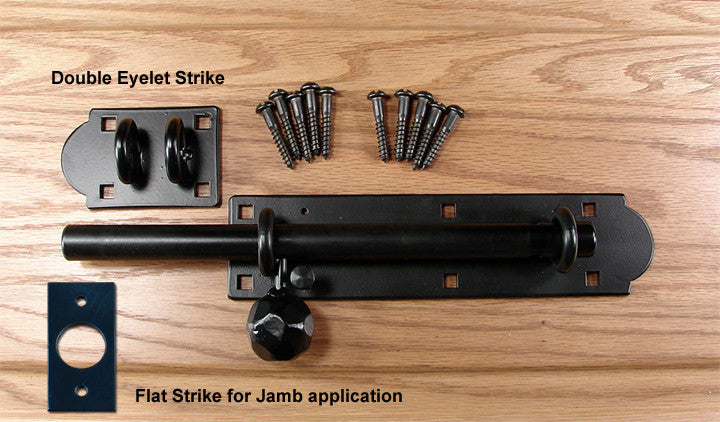 Classic Heavy Duty Slide Bolt with double eyelet & round head screws - Wild West Hardware