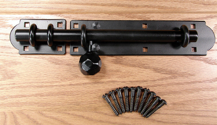 Classic Heavy Duty Slide Bolt with double eyelet & round head screws - Wild West Hardware