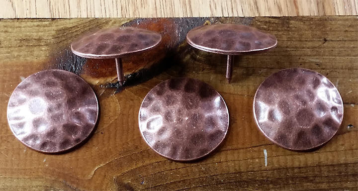 ROUND Clavos, Timeworn, distressed, hammered look, antique copper finish - Wild West Hardware