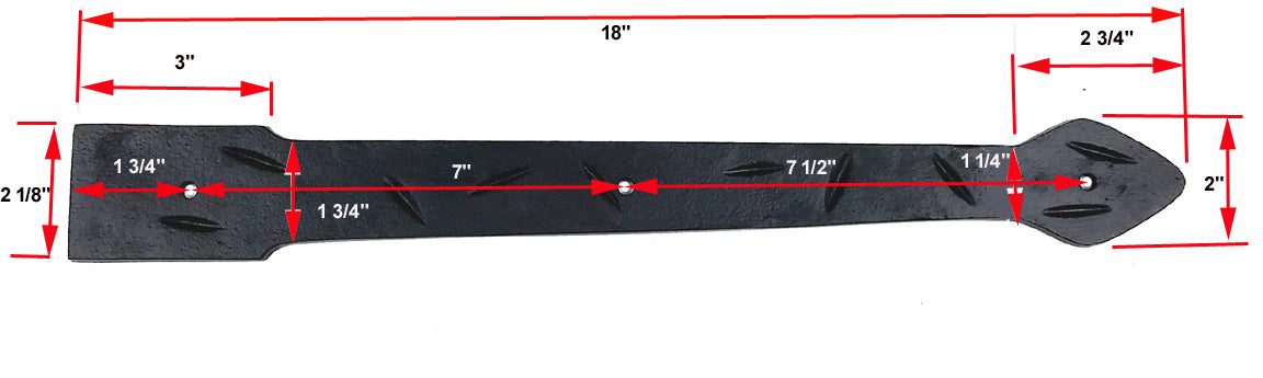 Arrow Faux Hinge, Solid aluminum with dimensions- Wild West Hardware