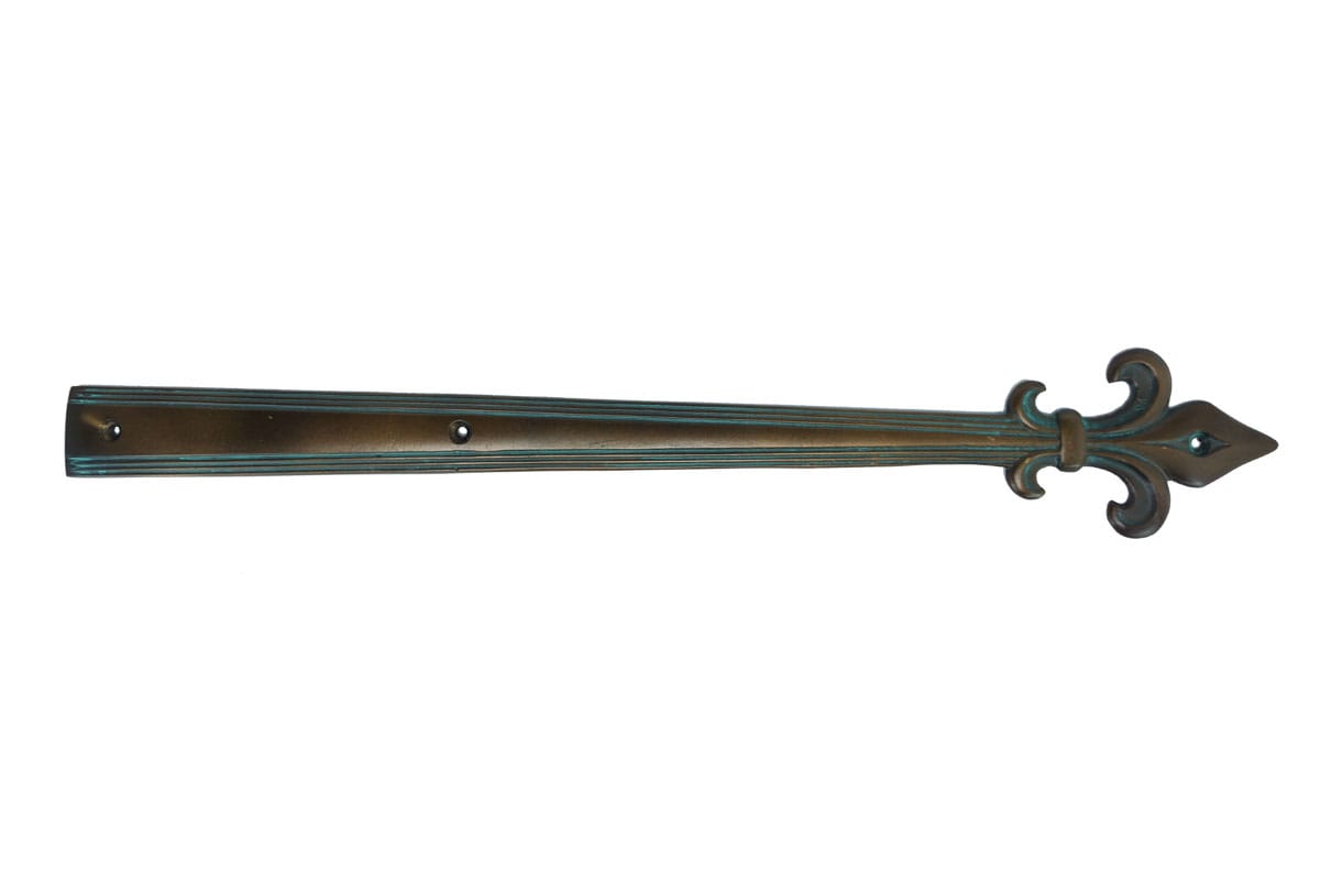 Faux Strap Hinge for Shutters - Orleans - Fleur-de-lis Tip - 17-1/2" Inch - Cast Aluminum - Multiple Finishes Available - Sold Individually