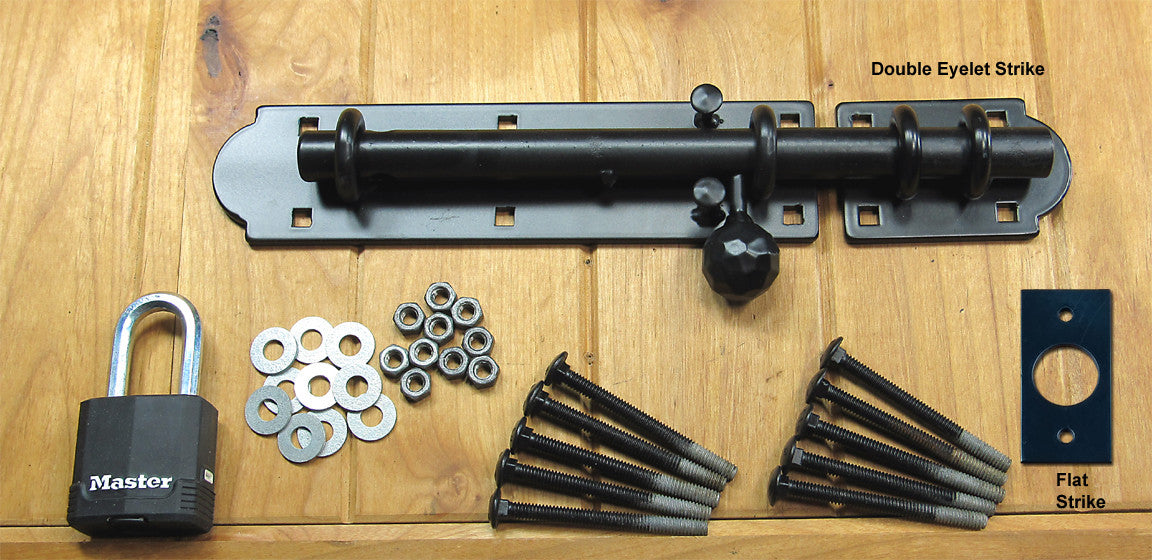 The "LOCKDOWN" Heavy Duty Slide Bolt - double eyelet - without lock - Wild West Hardware