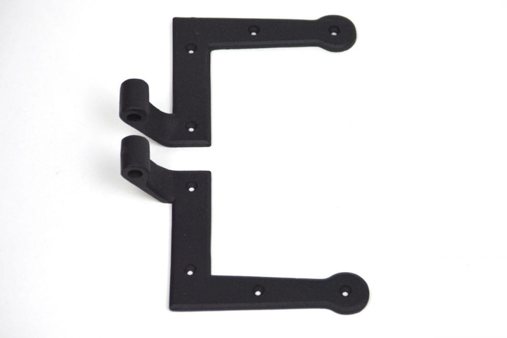 L Style Shutter Hinges - NY Style 2-1/4&quot; Inch Offset - Cast Iron - Black Powder Coat - Right or Left Handing without Pintles - Sold in Pairs