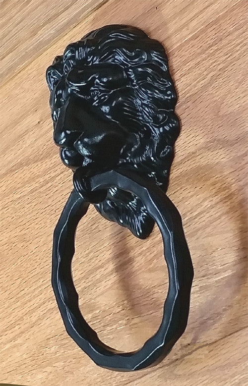 Lion Head Door Knocker - Door Pull with hammered 5" dia. Ring - Wild West Hardware