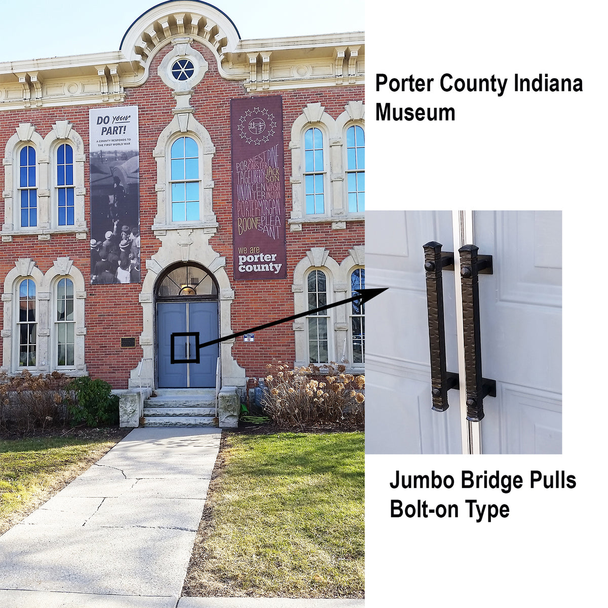 Jumbo Bridge Door Pull / Appliance Pull (Bolt-on type) - Barn Door Handle - Multiple Finishes Available