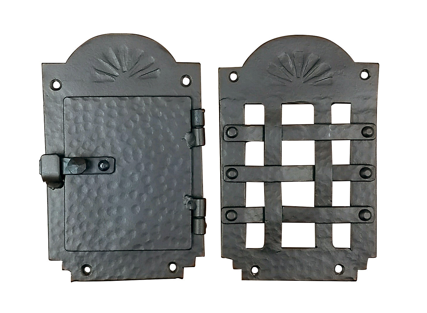 Speakeasy Grille, Peephole, Iron Door Viewer, "Old Hacienda Style" (2 pc. Iron Speakeasy Door Viewer Kit) - Wild West Hardware