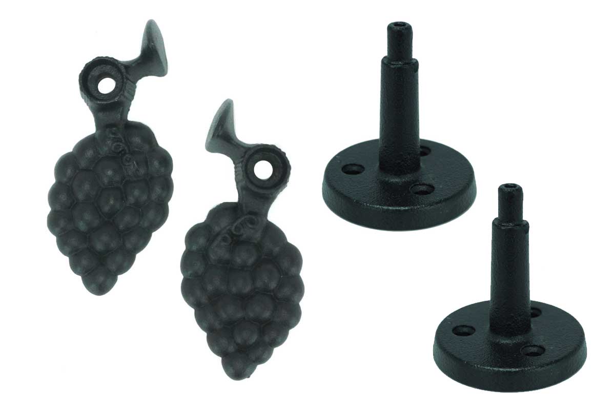Shutter Dogs Tiebacks - Grape with Post - 6-14 Inch - Black Powder Coat