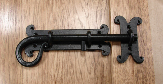 Spanish Style Slide Bolt - Black Powder Coat finish - Wild West Hardware