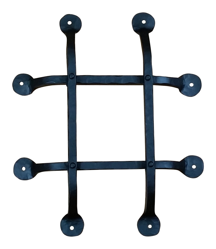 Premium Flat Tipped Speakeasy Grille - 10" x 12" 4 Bars, Black Powder Coat finish - Wild West Hardware