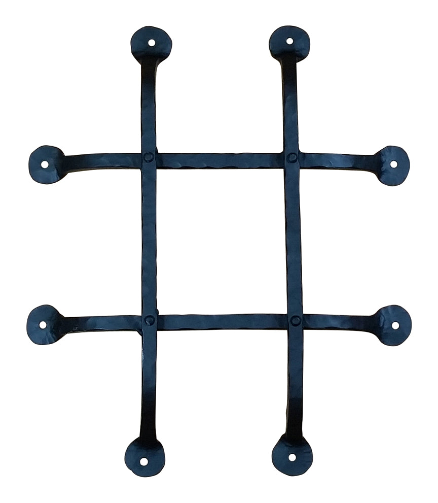 Premium Flat Tipped Speakeasy Grille - Size: 12" x 14" 4 Bars, Black Powder Coat finish - Wild West Hardware