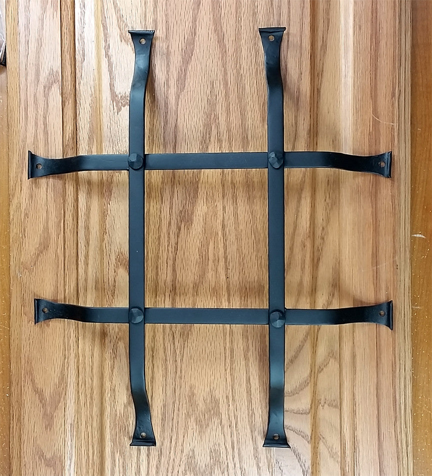 Standard Style Speakeasy Grille - Size: 12" x 14" - 4 Bars with flared mounting legs - Wild West Hardware